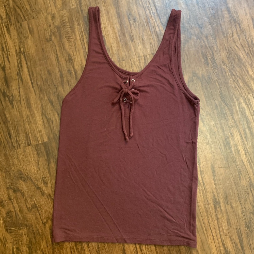 American Eagle soft & sexy lace up tank top small burgundy